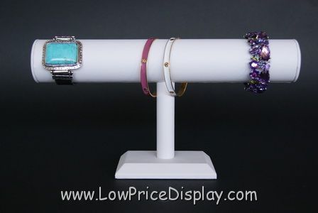 White leatherette 12&#034;w single t bar bracelet bangle new for sale