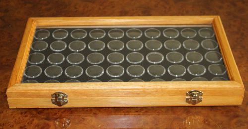 Tas/Oak Gold Nugget &amp; Gem Stone Display Case with Glass Lid 50 black Gem Jar