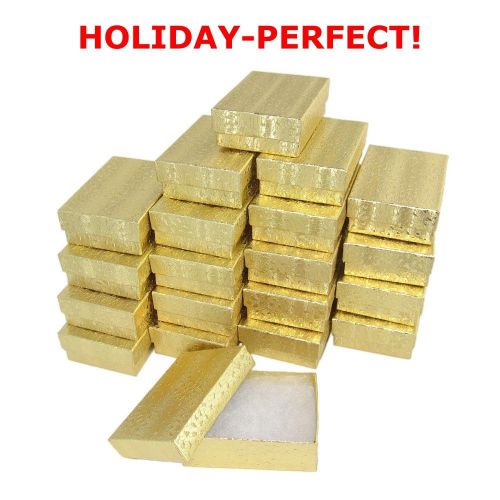 HOLIDAY-PERFECT! Pack Of 20 Gold Foil Cotton Filled Small Jewelry Gift Boxes