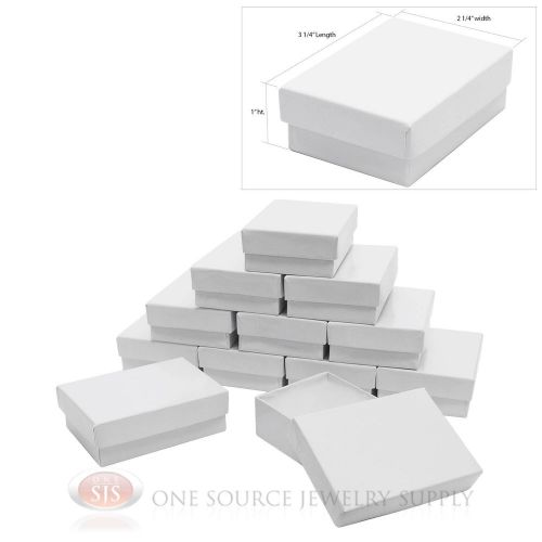 12 White Gloss Cotton Filled Gift Boxes 3 1/4&#034; X 2 1/4&#034; Charm Pendant Jewelry