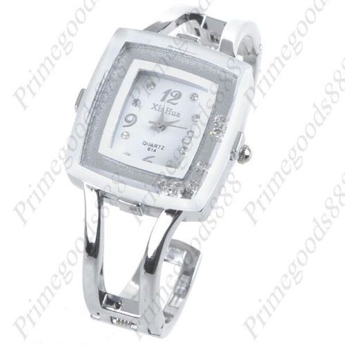 Loose Rhinestones Metal Bracelet Bangle Lady Ladies Wristwatch Women&#039;s Silver