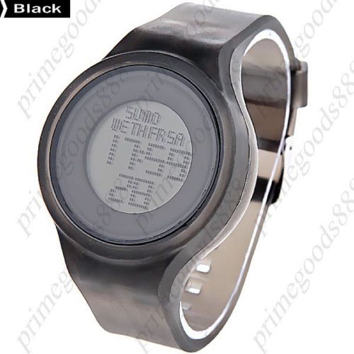 Unisex Sports Digital Wrist Watch with Rubber Band Back light in Black