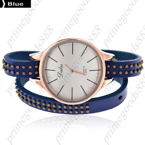 Synthetic Leather Strap Quartz Wrist Lady Ladies Quartz Wristwatch Women&#039;s Blue
