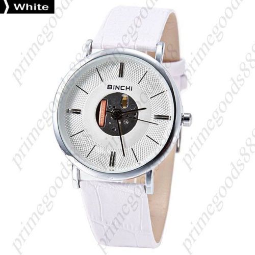 Genuine Leather VJ Slim Analog Wrist Free Shipping Men&#039;s Wristwatch White