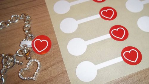 300 15x50mm Jewellery RED HEART / Price Stickers Tags / Jewelry Dumbell Label