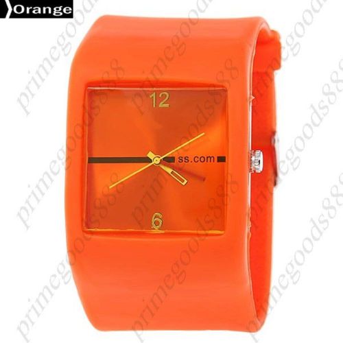 Jelly rubber band quartz analog wrist lady ladies wristwatch women&#039;s orange for sale