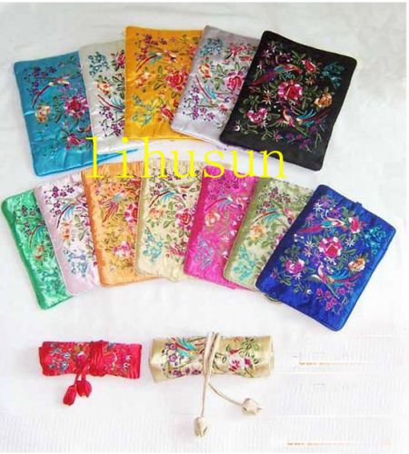 wholesale 10PCS EMBROIDERED BROCADE SILK JEWELRY ROLLS
