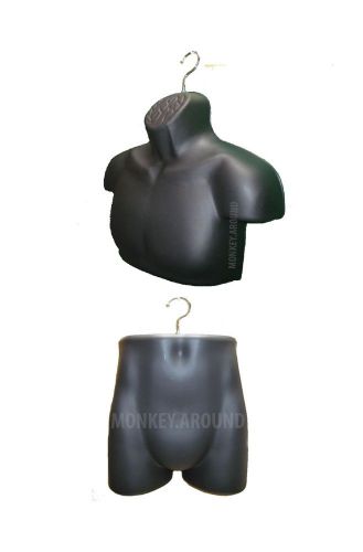 Combo 2 Dress Mannequin Black UPPER Form Male Torso Body + Trunk Display Men NEW