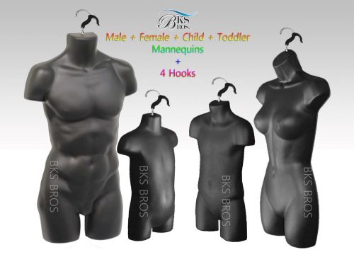 Black  female dress male child toddler - 4 mannequin display body forms for sale