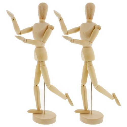 US Art Supply 16&#034; Male Manikin Set of 2 Wooden Art Mannequin Figure