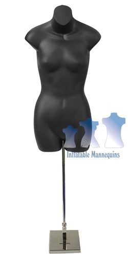 Female 3/4, Black and Tall adjustable Mannequin Stand with 8&#034; Square Base