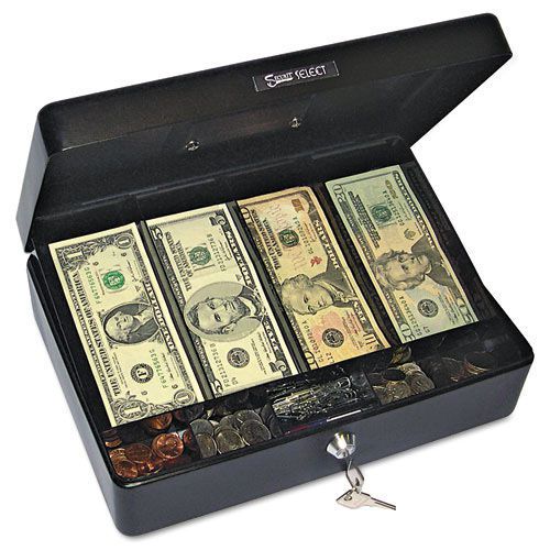 PM Company Spaciously Sized Cash Box, Sleek Design, 9-Compartment Tray, 2 Keys,