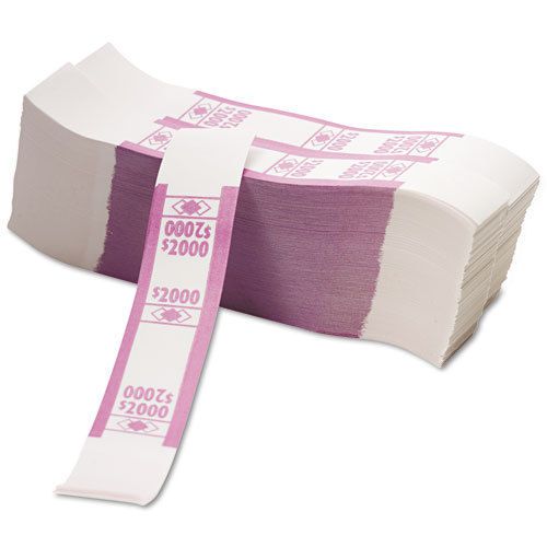 PM Color-Coded Kraft Currency Straps, $20 Bill, $2000, Self-Adhesive, 1000/Pack