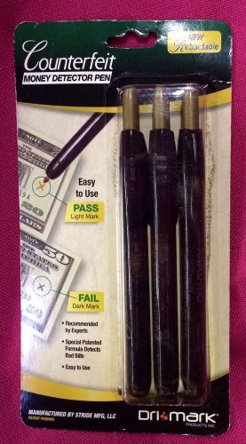 Dri Mark Counterfeit Money Detector Pen NEW 3 Pack Retractable