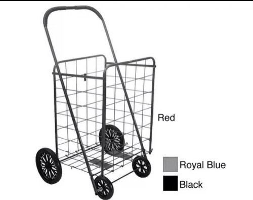 Large Rubber Wheels Shopping Cart - Black