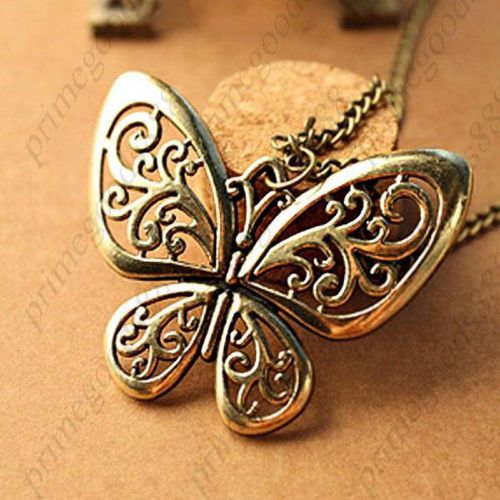 Retro Style Heavy Industry Hollow out Alloy Butterfly Sweater Vintage Necklace
