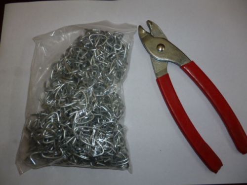 RAZOR WIRE FENCING 16MM X 2MM NETTING HINGE JOINT 500 HOG RING CLIPS &amp; PLIERS