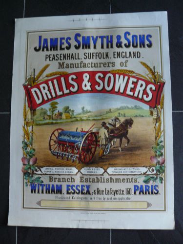 James Smyth &amp; Sons Drills &amp; Sowers Peasenhall Suffolk Advertising Farm Poster