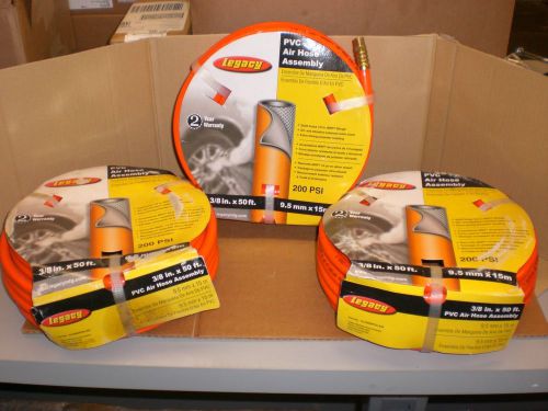 Legacy 3/8 id x 50 1 (one) orange pvc air hose 1/4 ends 200psi for sale