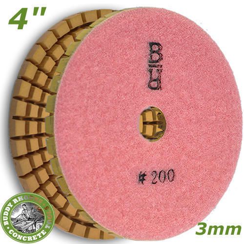 Buddy rhodes 4&#034; 200 grit 3mm thick wet concrete countertop diamond polishing pad for sale