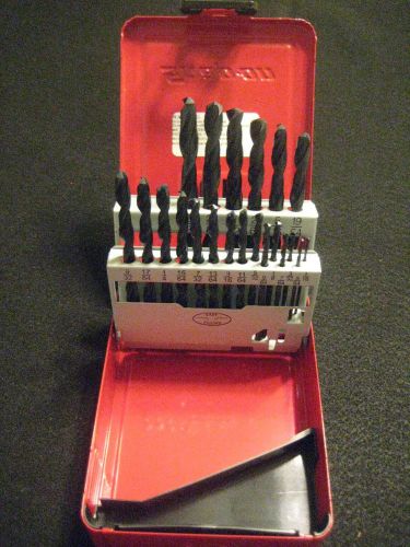 Drill bit set 21 piece black oxide 1/16-3/8 snap-on tools index box  1141218 for sale