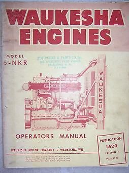 1952 Waukesha Gas Engine Model 6-NKR Operators Manual k