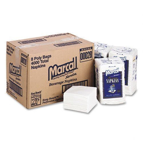 MARCAL DELI 28CT 100% Premium Recycled Beverage Napkins, 1-ply, 9 3/4 X 9 1/2,