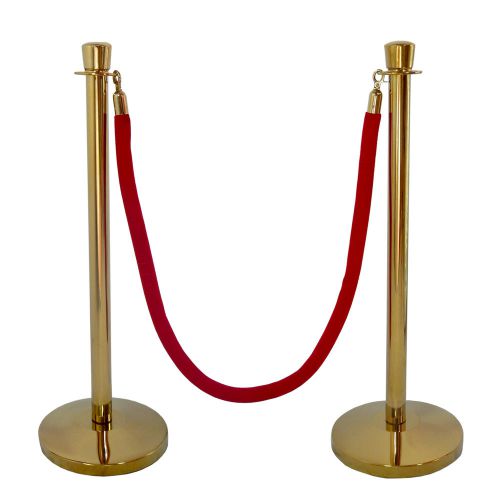 Rope stanchion, 3 pcs set, taper top and gold polish s.s. domed base for sale