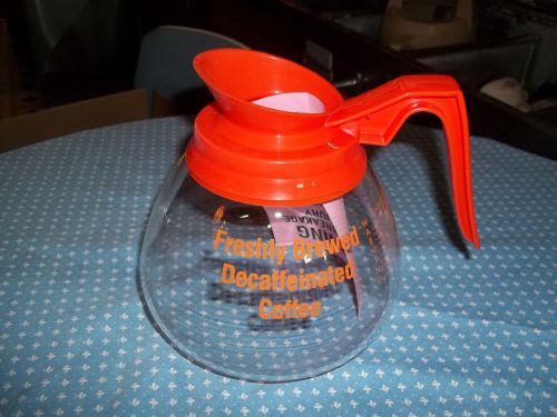 Bloomfield Industries 10-Cup Orange Decaf Glass Coffee Pot Decanter - NEW