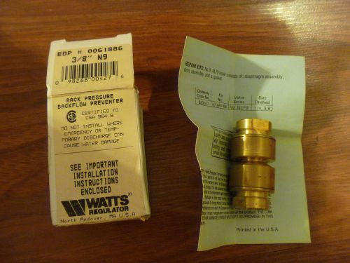 WATTS NO. N9 3/8&#034; BACK PRESSURE BACKFLOW PREVENTER  863077 QTY AVAILABLE