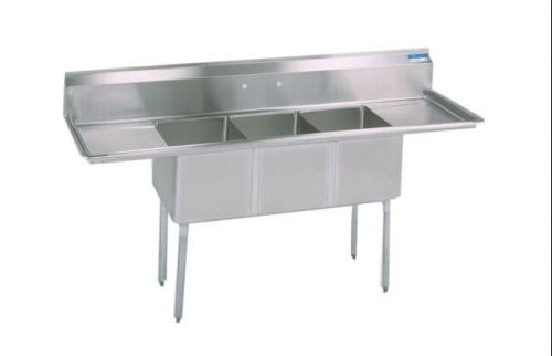 Commercial Stainless Steel (3) Three Compartment Sink 90 X 23.75 New
