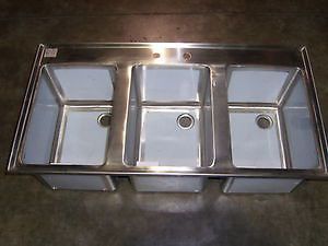 Drop In Stainless Steel Three Compartment Bar Sink NSF