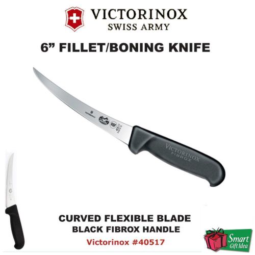 Victorinox SwissArmy Black Fibrox-6&#034; Knife, Curved Fillet/Boning #40517
