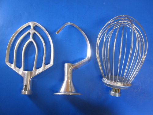 3 PC SET 12 Quart Bakery Mixer Dough Hook Wire Whip &amp; Beater for Hobart A120 125