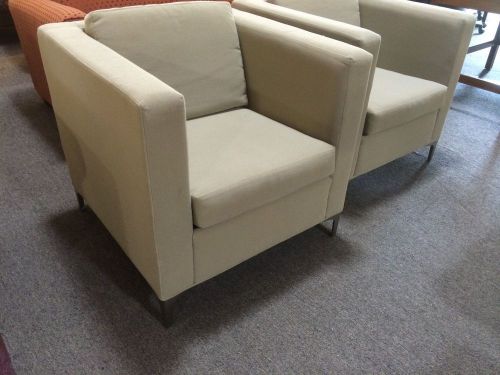 PAIR Contemporary Sand Color Club Chairs/ Sofa Chairs  PICK UP Only