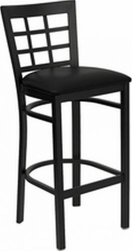 New metalwindow back restaurant barstools black vinyl seat*lot of 10 barstools* for sale