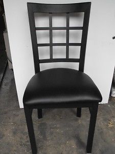 Metal Restaurant Chair Black Vinyl Seat High Back NEW