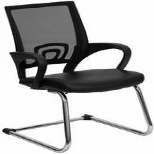 Flash Furniture CP-D119A01-BK-GG Black Leather Office Side Chair with Mesh Back