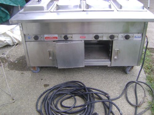 Steam table, 4 bay rolling  steam table with heated storage below for sale