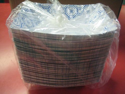 Bento Box Paper Food Tray 1/2 LB Blue Flower Item 59380 125ct 4&#034; x 5-1/4&#034;