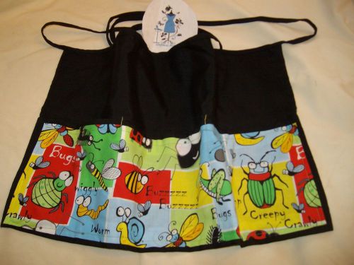 Black Server Bugs Waitress Waist Apron 3 Pocket Apron  Name  FREE