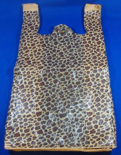 200 Leopard Print Design Plastic T-Shirt Shopping Bags Handles 11.5&#034; x 6&#034; x 21&#034;