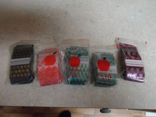 APPLE 2500 CT ZIP LOCK BAGS 1.5 X 1.0 SIZE 5 DIFFERENT DESIGNS