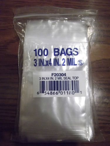 100 - 3&#034;x4&#034; CLEAR 2MIL SMALL POLY BAG ZIP LOCK BAGS