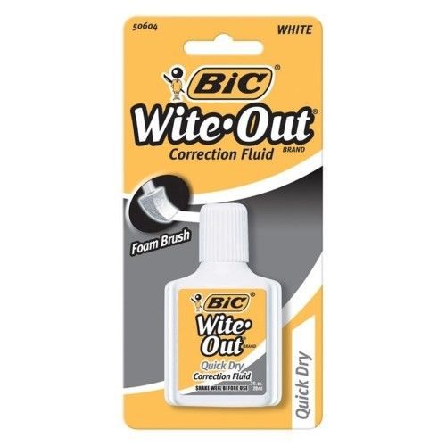 Bic Corporation Correction Fluid, Quick Dry , 22ml, White Set of 4