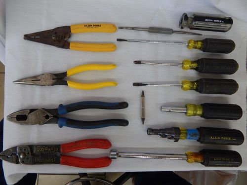 Klein tools electricians lot ~Screwdrivers, Pliers, Crimper,Wire Stripper ETC