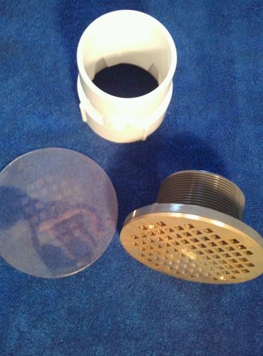 Oatey adjustable drain fits 3&#034; or 4&#034; pipe with 6&#034; brass grate pvc ships quick for sale