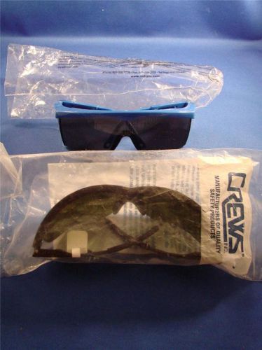 Lot of Two Pair Of Shaded Safety Glasses Crew and Radians Blue Frames COOL