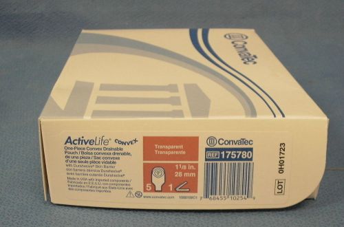 1 Box of 5 ConvaTec ActiveLife Convex  Drainable  Pouches #175780