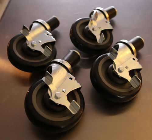 Stainless steel table wheels, set of 4, 5&#034; with locks, casters for sale